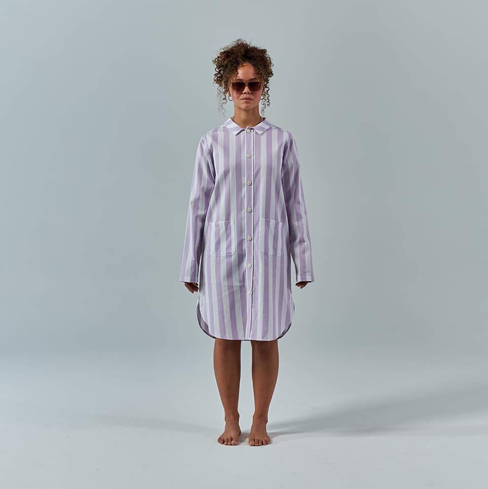 Uno Nightshirt - Lavender & White